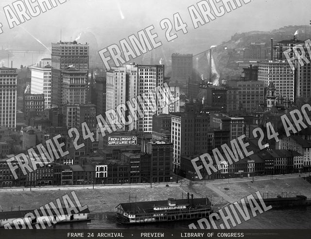 A Group of skyscrapers, Pittsburgh, Pa, vintage black and white photograph