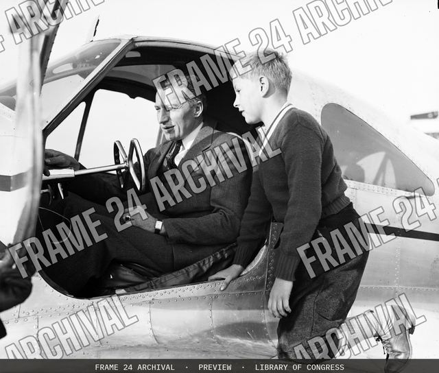 Airplane, vintage black and white photograph
