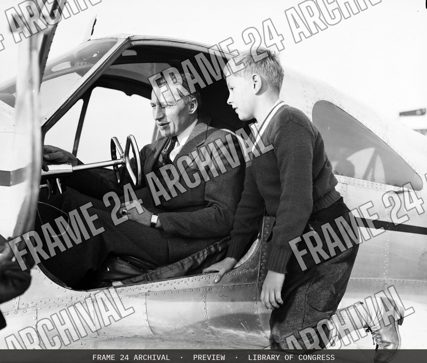 Airplane (1936), restored vintage black and white photograph