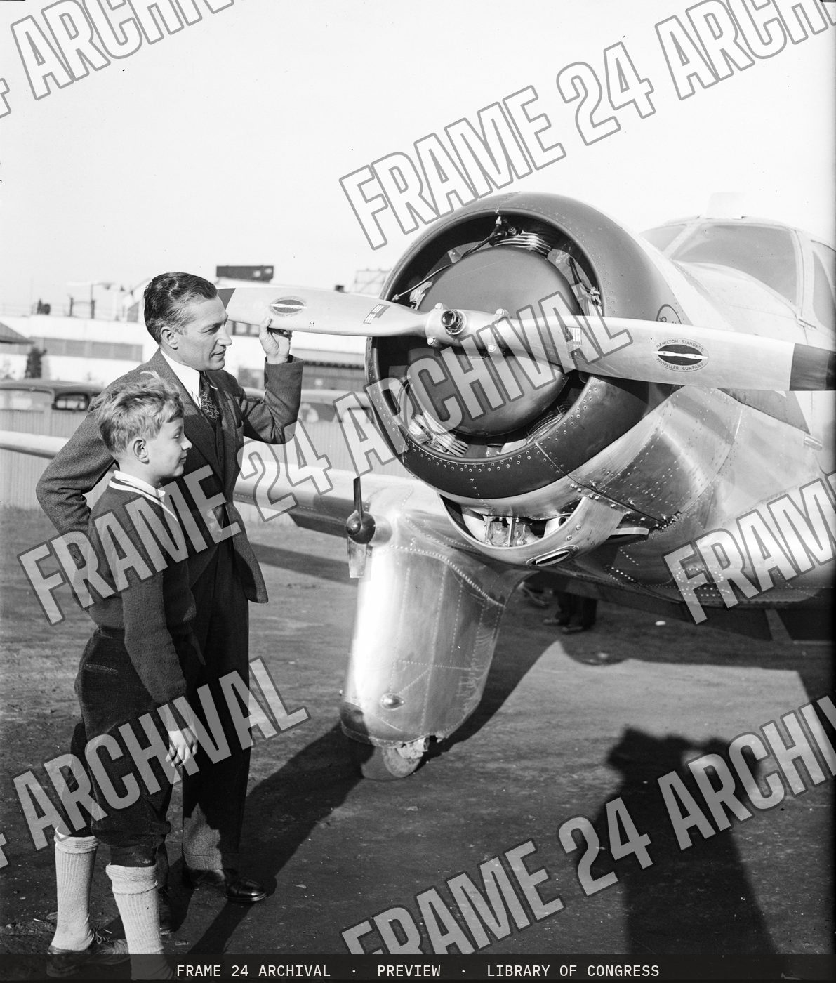 Airplane (1936), restored vintage black and white photograph
