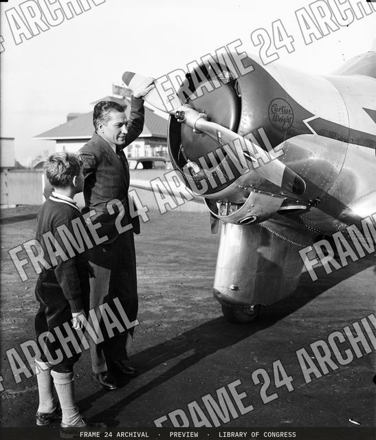 Airplane, vintage black and white photograph