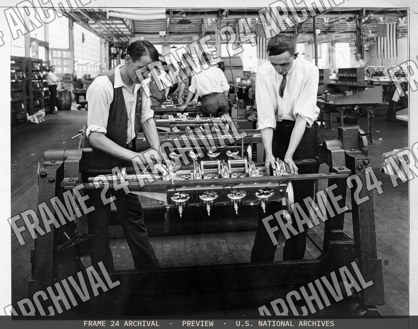 Airplanes - Engines - Airplane engines, restored vintage black and white photograph
