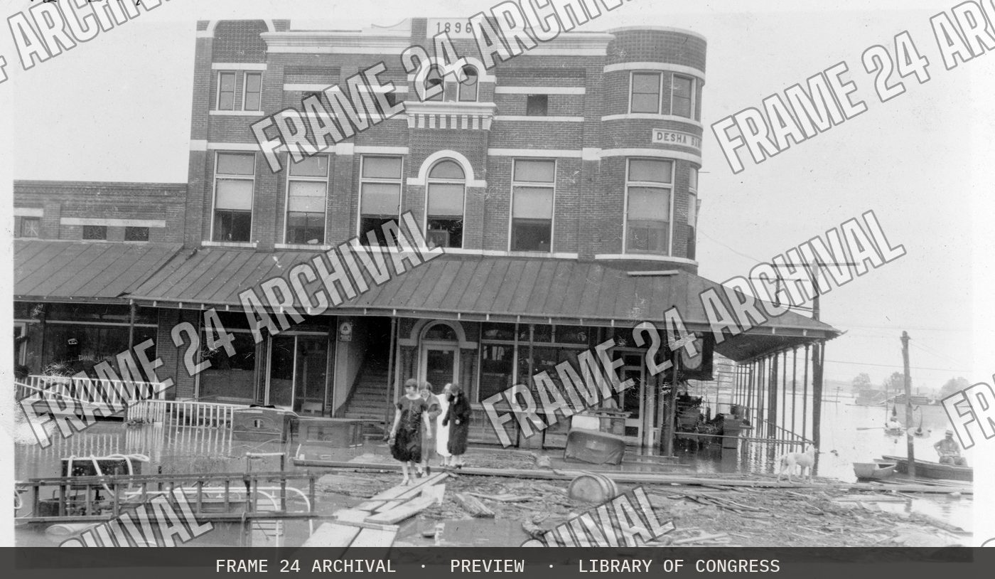 Arkansas City, Ark., street scene (1927), restored vintage black and white photograph
