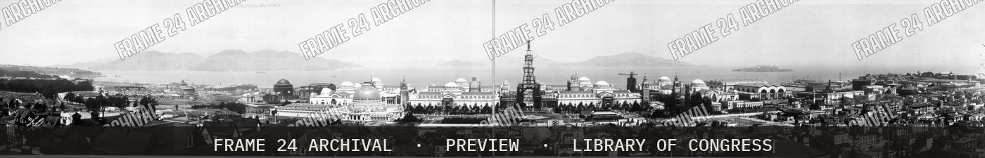 Bay and Exposition from 2626 Vallejo St., San Francisco (1914), restored vintage black and white photograph