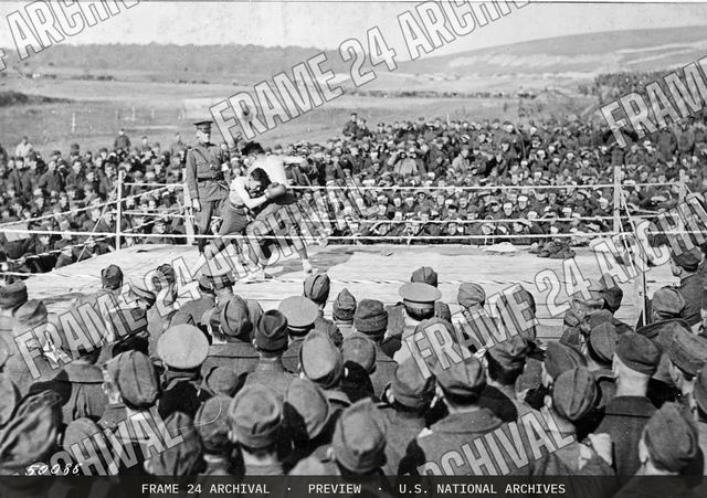 Boxing bout in the A.E.F, vintage black and white photograph