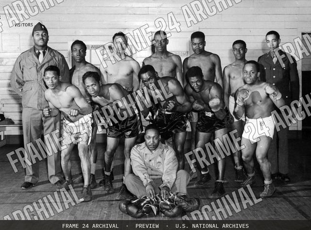 Boxing Team, Norfolk Army Base, vintage black and white photograph
