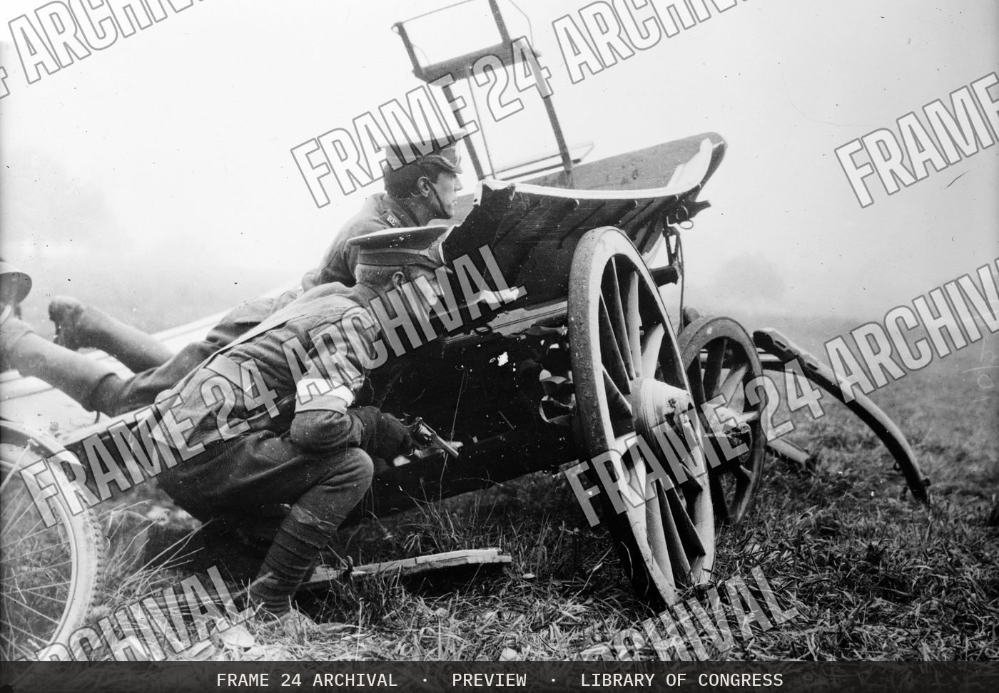British motorcycle despatch riders (1914), restored vintage black and white photograph