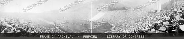 California - Stanford football game, Calif. Memorial Stadium, Nov. 20, vintage black and white photograph