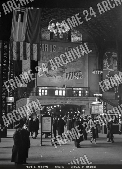 Chicago, Illinois. Union Station train concourse, vintage black and white photograph