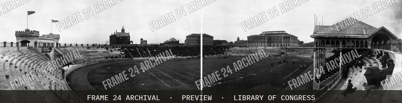College football game, Syracuse, N.Y (1908), restored vintage black and white photograph