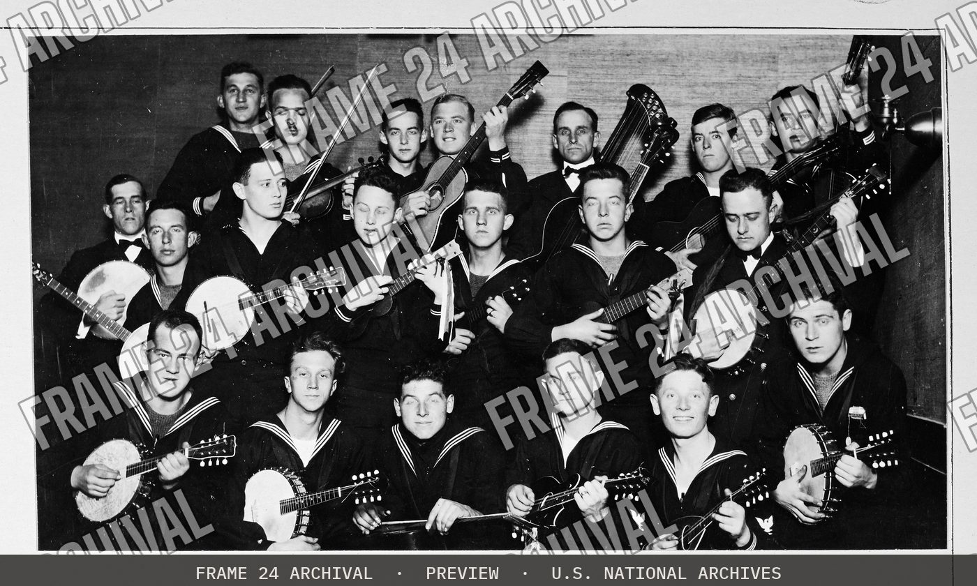 Colleges and Universities - Harvard University - Radio School Jazz Band, restored vintage black and white photograph