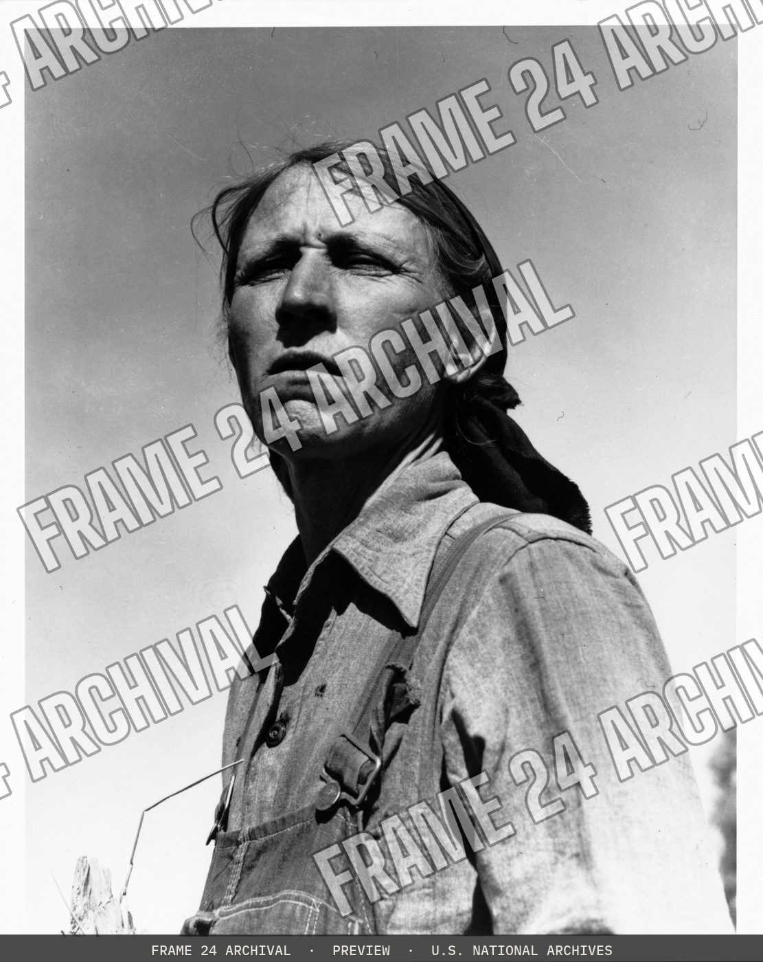 Farm woman, restored vintage black and white photograph
