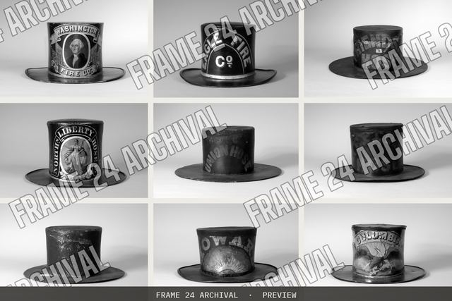 Fire Company Hat, vintage black and white photograph