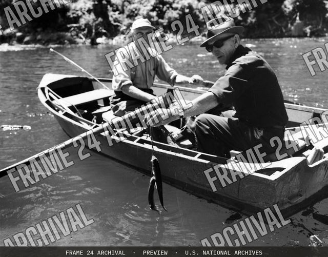 Fishing - Montana, vintage black and white photograph