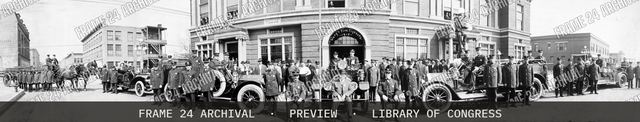 Gary's Fire fighters, vintage black and white photograph
