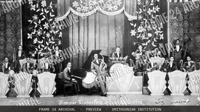 Gelatin silver print of Jimmie Lunceford and his Orchestra, vintage black and white photograph