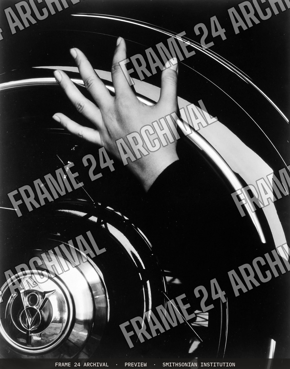 Georgia O'Keeffe--Hand and Wheel (1933), restored vintage black and white photograph