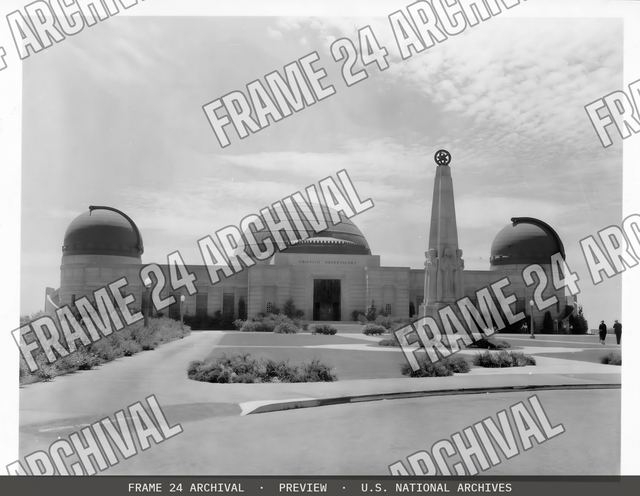 Griffith Observatory, vintage black and white photograph