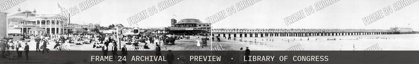 Long Beach pier, Long Beach, Cal (1907), restored vintage black and white photograph