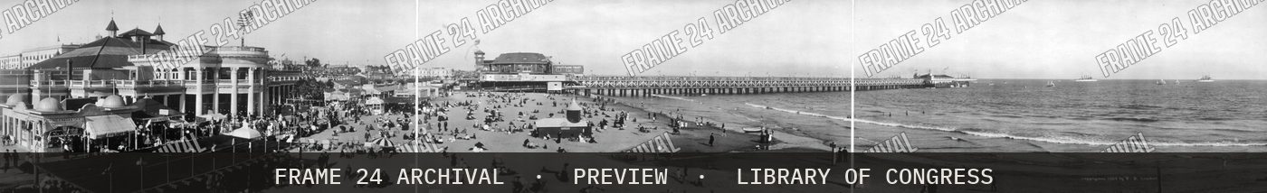 Long Beach pier, Long Beach, Cal (1908), restored vintage black and white photograph