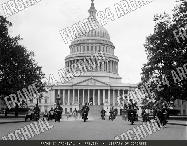 Motorcycle cops, vintage black and white photograph
