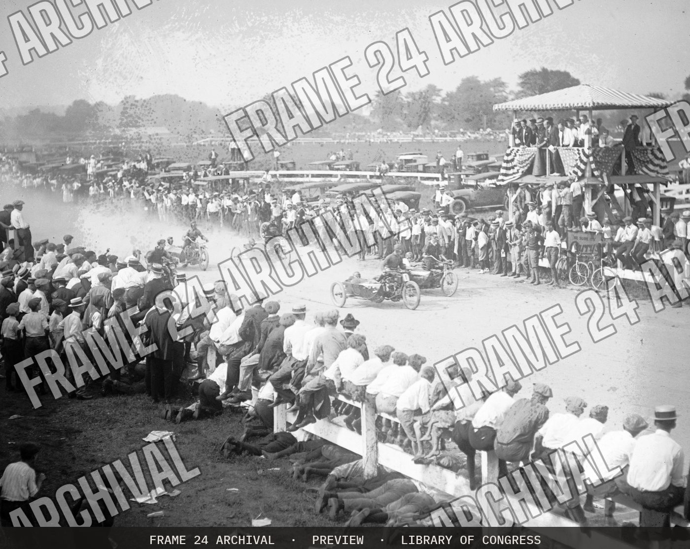 Motorcycle races, 9/5/22 (1922), restored vintage black and white photograph