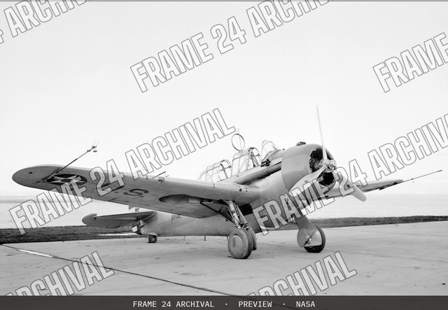 O-47A Airplane - first test airplane at Ames, vintage black and white photograph