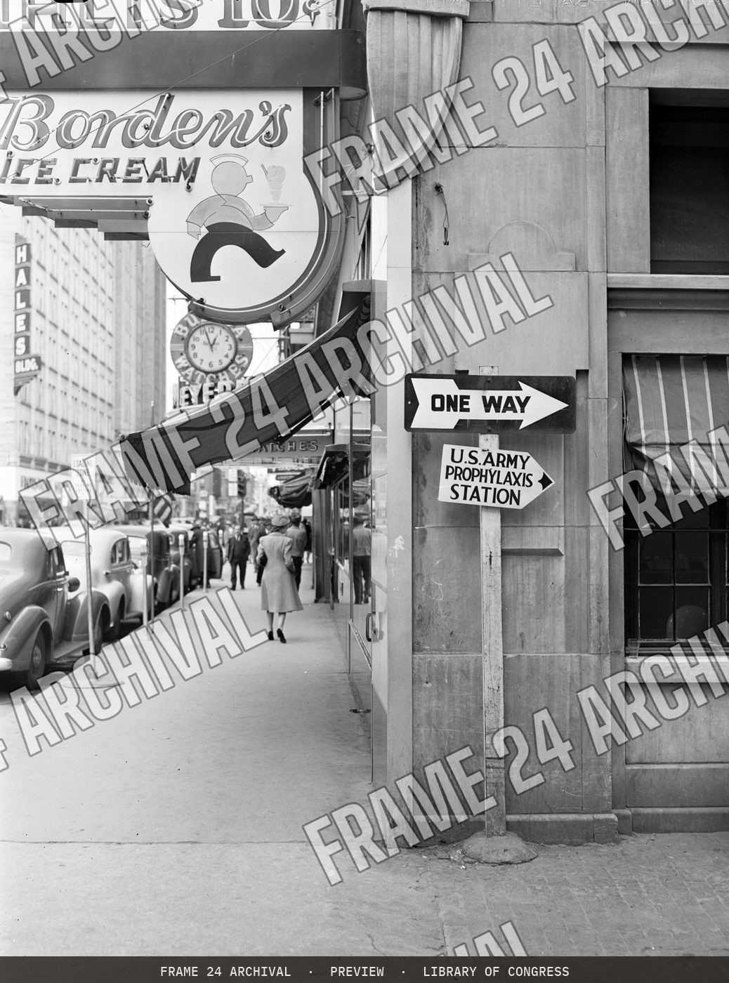 Oklahoma City, Oklahoma. Street in Oklahoma City (1942), restored vintage black and white photograph