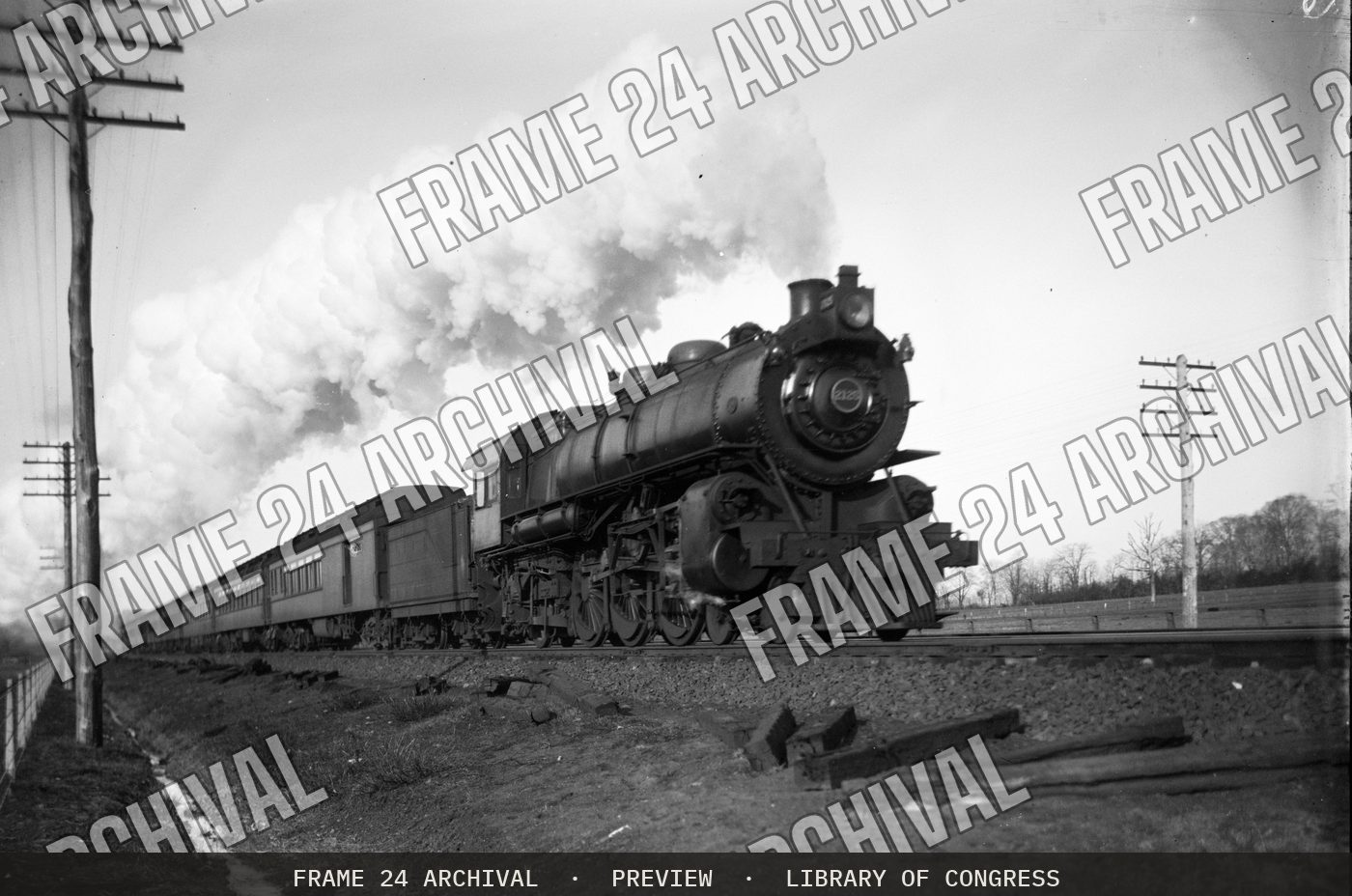 Pennsylvania Railroad : Locomotive PRR 2125 (1912), restored vintage black and white photograph