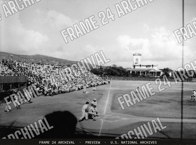 Photograph of baseball game, vintage black and white photograph