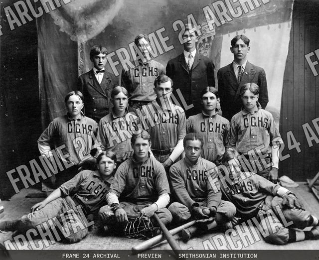 Photograph of Chase County High School (Kansas) baseball team, vintage black and white photograph