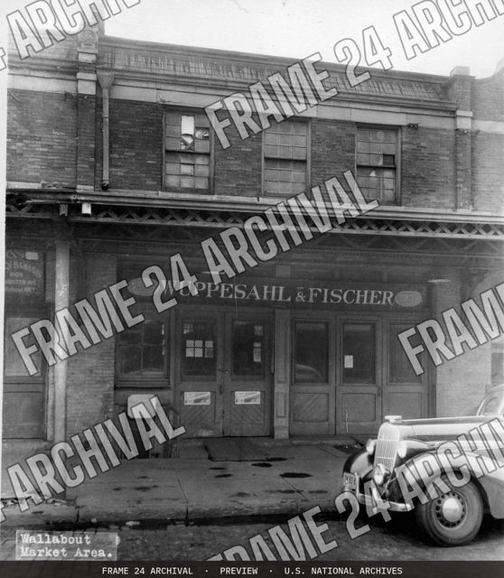 Photograph of exterior Wallabout Market, D. P. 14, Bl. 2024, Lot 172, 1006 Washington Ave, vintage black and white photograph