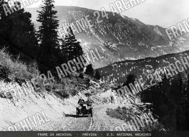 Pikes Peak ocean to ocean highway, vintage black and white photograph