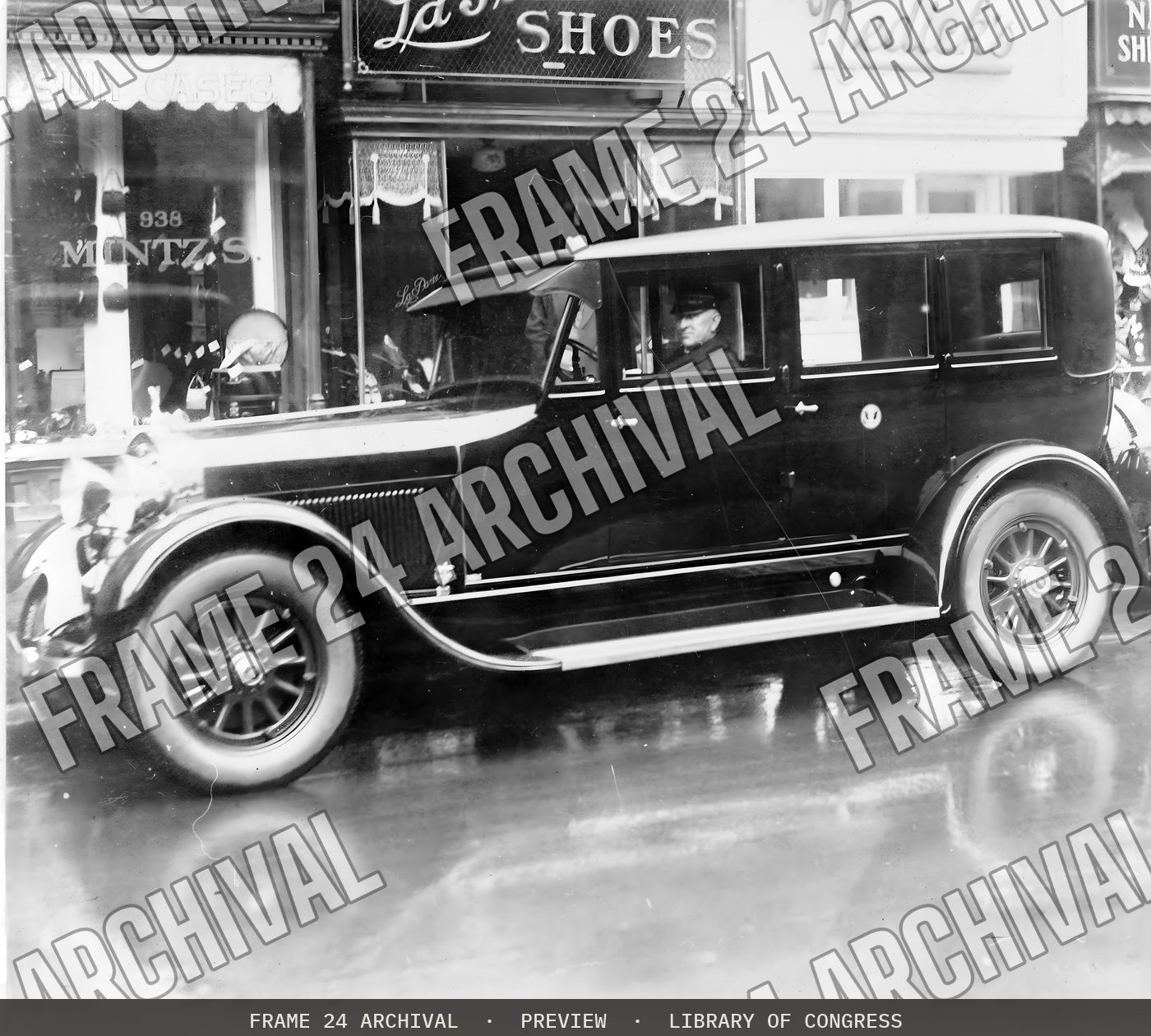 President Coolidge gets a new automobile (1927), restored vintage black and white photograph