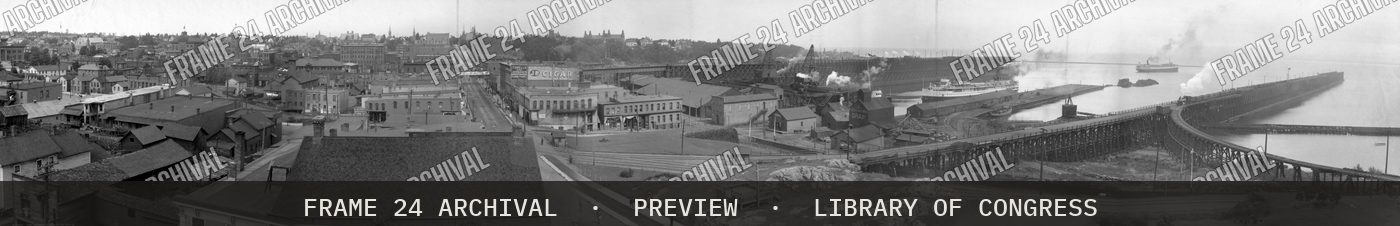 The harbor, Marquette, Mich (1908), restored vintage black and white photograph