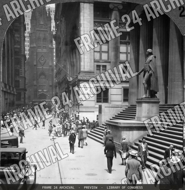 Wall Street, New York City, vintage black and white photograph