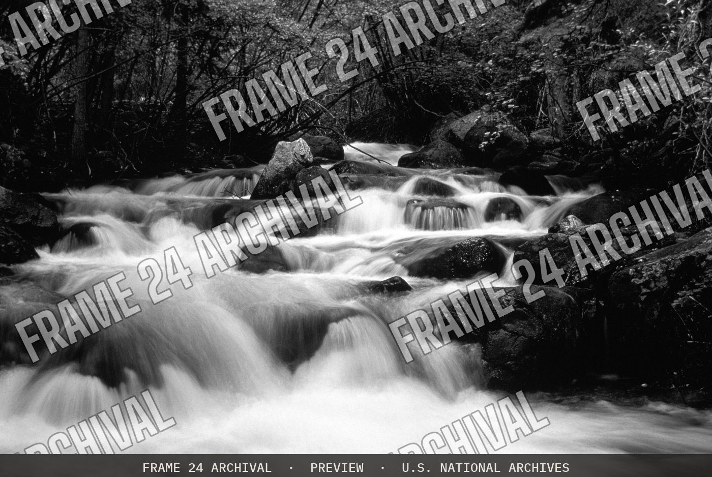 WO2962 Waterfall, restored vintage black and white photograph