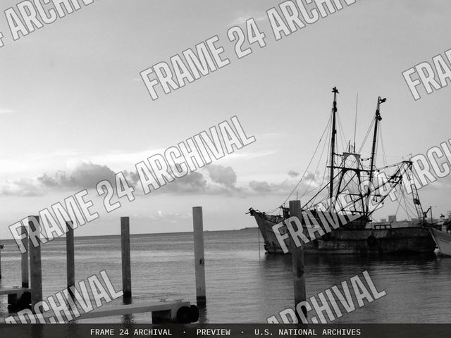 WOE183 Fishing Boat, vintage black and white photograph